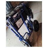 Medline Lightweight Foldable Transport Wheelchair with Handbrakes and 12-Inch Wheels, Blue Frame, Black Upholstery - MISSING ONE FOOTREST - Retail: $160