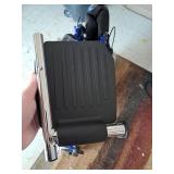 Medline Lightweight Foldable Transport Wheelchair with Handbrakes and 12-Inch Wheels, Blue Frame, Black Upholstery - MISSING ONE FOOTREST - Retail: $160
