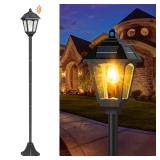 Round Cube Outdoor Lamp Posts - Solar Lamp Post Lights 79 Waterproof, Super Bright 700lm, Motion Sensor, 3 Colors in 1 for Garden Ambiance"