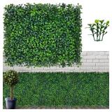 Artificial Grass Wall Backdrop Panels,16 X 12 in 12P(16 sqft) UV-Anti Greenery Boxwood Panels for Indoor Outdoor Green Wall Decor & Ivy Fence Covering Privacy