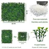 Artificial Grass Wall Backdrop Panels,16 X 12 in 12P(16 sqft) UV-Anti Greenery Boxwood Panels for Indoor Outdoor Green Wall Decor & Ivy Fence Covering Privacy
