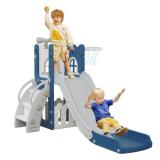6 in 1 Toddler Slide for Toddler Age 1-3,Kids Climber Slider for Indoor Outdoor Playground with Basketball Hoop, Storage and Telescope, L Shaped Slide for Toddler Climber Playset - Retail: $76