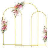Wedding Arch Backdrop Stand 7.2FT, 6.6FT, 6FT Set of 3 Gold Metal Arch Backdrop Stand for Wedding Ceremony Baby Shower Birthday Party Decor