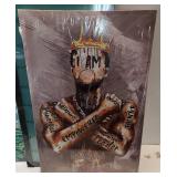 Framed Large 24 x 36 African American Canvas Wall Art Decor Black Man King Men Posters Prints Artwork Pictures Paintings for Living Room Bedroom hallway Office Men