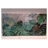 Tropical Green Leaf Canvas Wall Art Monstera Palm Leaf Painting Jungle Plant Botanical Picture Nature Artwork Print Framed for Living Room Bedroom Bathroom Office Home Decor, Large 40x20" - Retail: $6