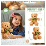 9 Pieces Cute Bear Stuffed Animals 10 Inch Soft Plush Stuffed Bears Toy Gift Bulk with Bow Tie Kids Boys Girls Graduation Baby Shower Birthday Party Gift(Golden) - Retail: $26
