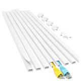 Cord Hider, One-Cord Cable Concealer, Cord Covers for Wires on Wall, Easy Install Cable Management Kit for 2 Small Wires, Cables Raceway Home Office, W0.59in H0.4in, White - Retail: $20