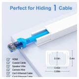 Cord Hider, One-Cord Cable Concealer, Cord Covers for Wires on Wall, Easy Install Cable Management Kit for 2 Small Wires, Cables Raceway Home Office, W0.59in H0.4in, White - Retail: $20
