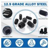 1130PCS Set Screws, 32 Sizes Metric & SAE Set Screw Assortment Kit, Allen Head Socket Hex Grub Screws for Bathroom Fixtures, Door Handles, Alloy Steel Black (M3-M8, 1/8-40 to 5/16"-18)"