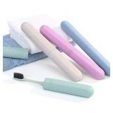 4 Pack Travel Toothbrush Case Portable Travel Toothbrush Holder Plastic Toothbrush Container Protector Cover for Traveling, Camping, Home, School, Business