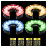 KINGTOP LED Golf Hole Lights (4-Pack) - Battery Operated, Anti-Glare Lens, Glow in The Dark Putting Cup Light, Easy C-Shaped Installation, Ideal for Night Golf, Putting Green Parties - Retail: $36