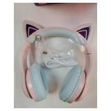 iClever Cat Ear Kids Bluetooth Headphones, LED Lights Up, 74/85dBA Safe Volume Limited, 50H Playtime, Bluetooth 5.2, USB C, Kids Headphones Wireless for Travel iPad Tablet, Meow Macaron Pink - Retail: