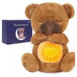 MOFUSAN Soothe Snuggle Bear Plush, Soothing Breathing Bear Stuffed Animal for Anxiety Adults and Kids, Sleeping Bear Plushies with Realistic Breathing Motion and Lights Music (Bear) - Retail: $30