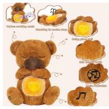 MOFUSAN Soothe Snuggle Bear Plush, Soothing Breathing Bear Stuffed Animal for Anxiety Adults and Kids, Sleeping Bear Plushies with Realistic Breathing Motion and Lights Music (Bear) - Retail: $30