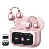 PAXA Clip On Open Ear Earbuds Wireless Bluetooth 5.4, Clip On Earbuds with LCD Touchscreen, Lightweight Comfort Open Ear Headphones for Sports, Fitness, and Workouts, Rose Gold M100 - Retail: $30