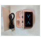 PAXA Clip On Open Ear Earbuds Wireless Bluetooth 5.4, Clip On Earbuds with LCD Touchscreen, Lightweight Comfort Open Ear Headphones for Sports, Fitness, and Workouts, Rose Gold M100 - Retail: $30