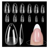 TOMICCA Medium Almond Nail Tips,  Acrylic Pre Buffed Medium Almond False Tips, Full Cover Half Matte Nails for Nail Art Extension Press on Nails
