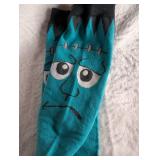 Cartoon Monster Face Turquoise Crew Socks