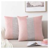 NordECO HOME Set of 2 Throw Pillow Covers - Christmas Velvet Soft Decorative Cushion Covers for Valentine Couch Bed Home Decoration, 18 x 18, Pink Retail $16.65
