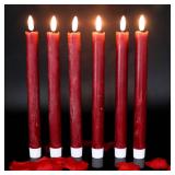 Wondise Flameless Taper Candles with Timer, 6 Pack Battery Operated LED Flickering Real Wax Burgundy Candle for Wedding Dinner Decorations Retail $22.99