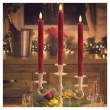 Wondise Flameless Taper Candles with Timer, 6 Pack Battery Operated LED Flickering Real Wax Burgundy Candle for Wedding Dinner Decorations Retail $22.99