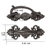 INIRET 2 Packs Heavy Duty 5.46" barn Door Handles,Dark Brown Cast Iron Carved SRustic Vintage Gate Fence Outdoor Garage Closet Drawer Cabinet Handles Retail $30.70
