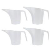 Plastic Funnel Pitcher Measuring Cup with Long Spout for Filling Muffin Pans, Baking Molds, Salt Shakers, Pancake Batter, Watering Plants (2-Pack 1000ml + 2-Pack 500ml) Retail $13.33