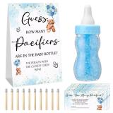 512 Pcs Baby Shower Games Guess How Many Pacifiers Greenery Game Sign 100 Small Guessing Games 10 HB Pencils 750ml Milk Bottle 400 Acrylic Pacifiers Decoration Guest Gender Reveal(Blue,Bear) Retail $2