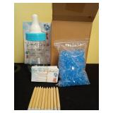 512 Pcs Baby Shower Games Guess How Many Pacifiers Greenery Game Sign 100 Small Guessing Games 10 HB Pencils 750ml Milk Bottle 400 Acrylic Pacifiers Decoration Guest Gender Reveal(Blue,Bear) Retail $2