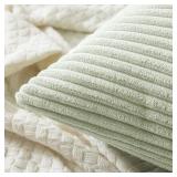 Light Green Corduroy Pillow Covers 20x20 Inch Set of 2 Super Soft Boho Striped Pillow Covers Decorative Textured Throw Pillows for Spring Couch Cushion Bed Livingroom Retail $18.73