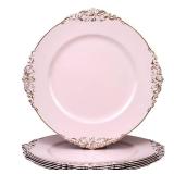 Pink Charger Plates with Gold Rim Edge, 13" Elegant Plastic Set of 6 Chargers for Dinner Plates for Table Decoration, Wedding, Thanksgiving, Christmas Retail $30.07