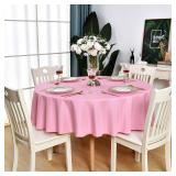 Lot of 7 Pink Round Tablecloth Waterproof Stain Resistant Wrinkle Free Table Cloth 210GSM Polyester Washable Wipeable Table Cover for Party, Banquet, Wedding, Indoor and Outdoor use (60 inch, Circle) 