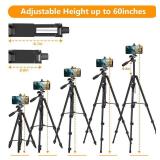 Tripod,60" Camera Tripod with Travel Bag,Cell Phone Tripod with Remote,Professional Aluminum Portable Tripod Stand with Phone Tripod Mount&1/4Screw,for Phone/Camera/Projector/DSLR/SLR Retail $54.2