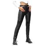 women Faux Leather Leggings Spring High Waisted Pleather Pants 261 Black M Retail $32.40