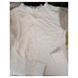 Womens Mock Neck Tops Dressy Casual Dots Long Sleeve Shirts Ruffle Work Blouse (Small, White) Retail $26.99