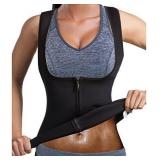 Women Waist Trainer Vest Slim Corset Workout Sweat Tank Top Zipper Compression Shirt Sauna Suit Body Shaper Small