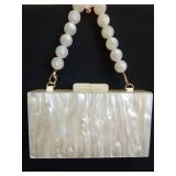 Gets Acrylic Clutch Purse for Women with Acrylic Beads Chain Cute Purses and Handbags for Women Wedding Banquet (X White) - Retail: $28