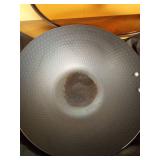 WANGYUANJI Iron Wok,12\" Lightweight Woks and Stir Fry Pans with Lid,Wooden Handle Carbon Steel Wok No Chemical Coated Flat Bottom Wok for Induction, Electric, Gas, Halogen All Stoves - Retail: $89