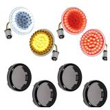 Amazicha 1157 LED Motorcycle Turn Signals 2\" Bullet Front Rear Turn Signals Lens Covers Kit Compatible for Harley Touring Street Glide Dyna Sportster Softail Electra Road Glide 1986-2024 - Retail: $3