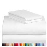 LuxClub 4 PC Queen Sheet Set, Bed Sheets Queen Size, Deep Pockets Wrinkle Free Cooling Bed Sheets Machine Washable Hotel Bedding Silky Soft - White Queen - Retail: $28