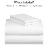 LuxClub 4 PC Queen Sheet Set, Bed Sheets Queen Size, Deep Pockets Wrinkle Free Cooling Bed Sheets Machine Washable Hotel Bedding Silky Soft - White Queen - Retail: $28