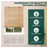Bamboo Blinds for Interior Windows, Easy to Install Bamboo Shades for Indoor Windows, Custom Roller Shades for Indoor Window and Outdoor Patio, 23\" W x 48\" H - Retail: $20