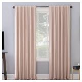 50\"x63\" Sun Zero Blackout Evelina Faux Dupioni Silk Curtain Panel Blush Pink: Modern Solid Back Tab Panel - Retail: $68