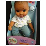 14\" Boy Baby Doll - Dark Brown Hair + Brown Eyes - Gigglescapeâ¢ - Retail: $10