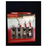 Original MantleClip 4pk Christmas Stocking Holder Silver: Metal Stocking Hangers, Polished Finish, 10lb Capacity - Retail: $20