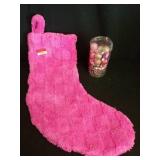 Pink Christmas Holiday Bundle - Plush Stocking and Ornaments - Retail: $15