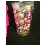 Pink Christmas Holiday Bundle - Plush Stocking and Ornaments - Retail: $15
