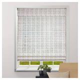 Bamboo Roman Shades - Whitewash, 34\" W x 60\" H - Light Filtering Cordless Blinds for Interior Windows - Real Natural Bamboo Material - Mounting Hardware Included - Retail: $55