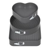 ENLOY Springform Cake Pan Set of 3, Multi-shape, Non-stick, Leakproof, Removable Bottom, Grey, 7.5/8.5/9.5 Inch, 2.75 Inch Height, Oven Safe, Dishwasher Safe - Retail: $18