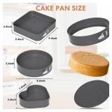 ENLOY Springform Cake Pan Set of 3, Multi-shape, Non-stick, Leakproof, Removable Bottom, Grey, 7.5/8.5/9.5 Inch, 2.75 Inch Height, Oven Safe, Dishwasher Safe - Retail: $18